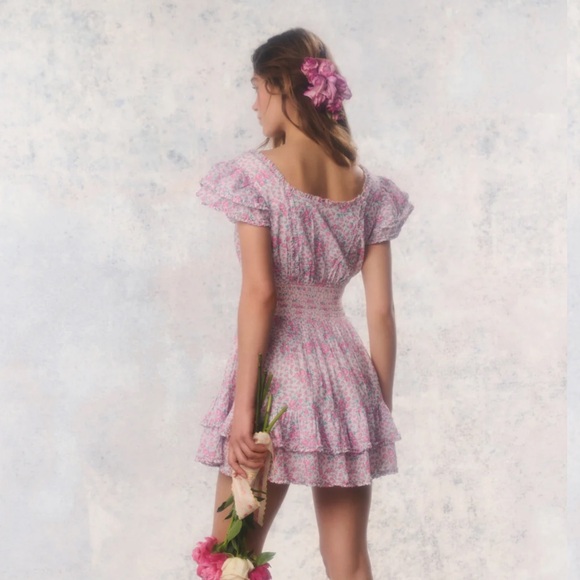 LoveShackFancy Re-Edition Stanton Floral Cotton Mini Dress - Picture 2 of 5